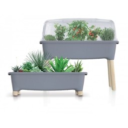 Szklarnia RESPANA PLANTER WOOD HIGH SET- szary kamienny Prosperplast ISEW780H-405U